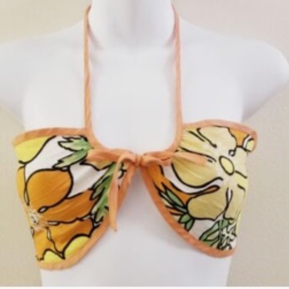 Tops - Vintage Y2K 00s Floral Halter Bikini Top
